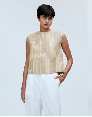 Madewell Bateau-Neck Tank in 100% Linen